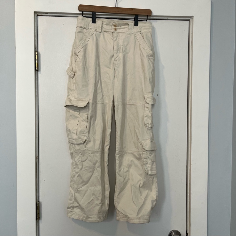 Abercrombie & Fitch Light Cream off white cargo pocket Pants women’s 27 utility